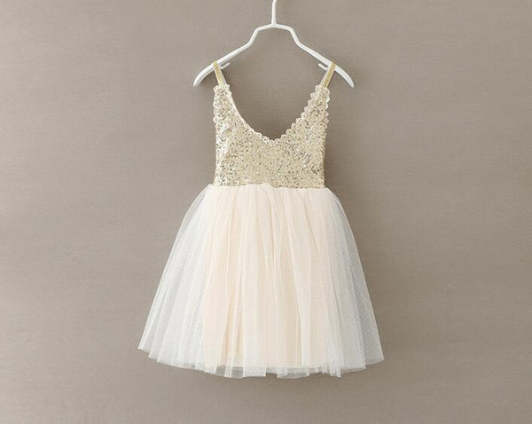 New Summer Girl Dress Front Back Both Sequins Gauze Ballet TUTU Dress Performance Dress 2-7Y free shipping