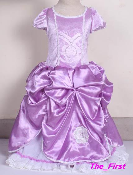 2014 fashion frozen princess purple dress kid Lantern skirts cosplay costume Children party skirt Christmas gift DHL Free Shipping