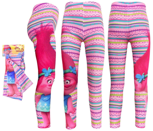 Lovely Girls Autumn TROLLS Pants Leisure Pant Cartoon Kids Slim Trousers Children Elastic Waist printing Pants 2 Style
