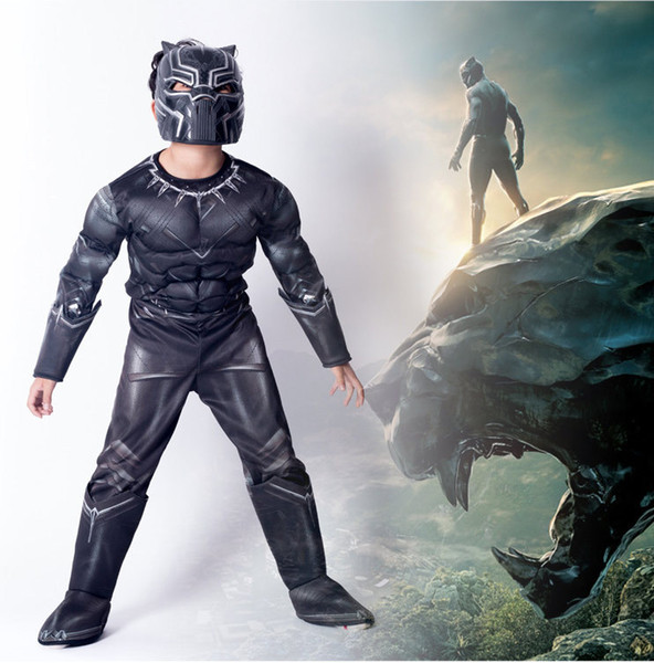 Hot Sale New arrival The Avengers Black Panther Cosplay Clothes Cotsume Siamese Clothes For Kids HalloweenDance Party Cartoon Clothing
