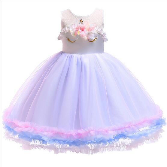 Girl halloween princess costume Cosplay unicorn tutu party dress Sleeveless elegant wedding dresses baby girls ins dress kids clothing