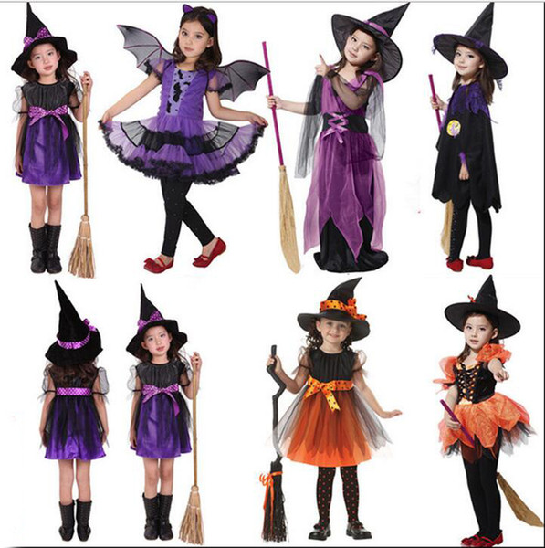 Hot Fancy Masquerade Party Bat Cosplay Dress Witch Clothing Halloween Costume for Kids Girls with Wings Headband Girl Dresses