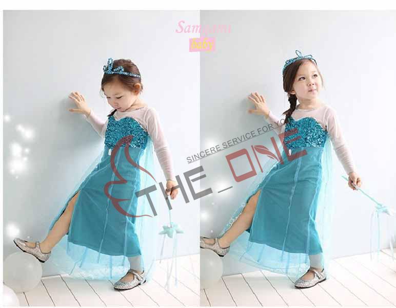 pre-order Costume Fantasia frozen princess party dress frozen long sleeve dress bling pompon gause lace dress long sleeve lace a-line dress