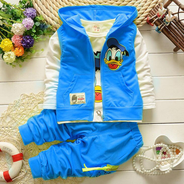 New Boys Clothing Sets Kids Autumn Character Cotton Long Sleeve Shirt +Pants+ Vest 3 Pcs Suit Children Clothes Set