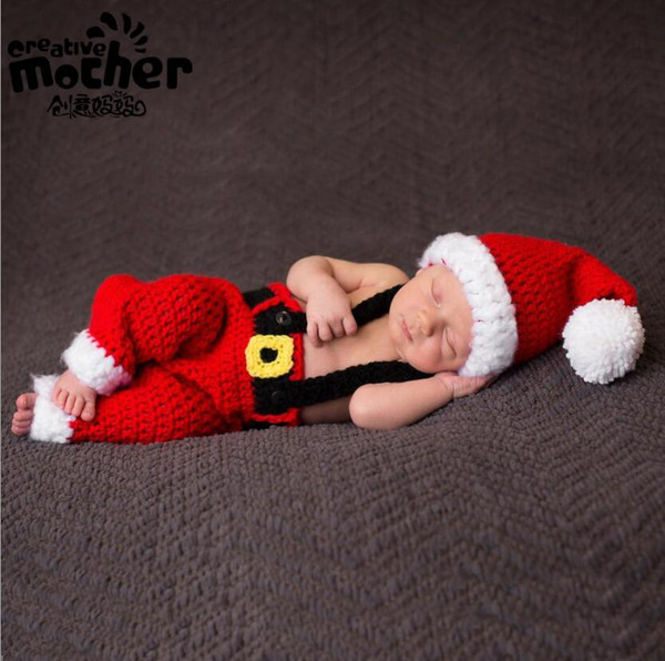 Designer Baby's Photography Clothing Europe and America Baby Photo Christmas Theme Costume Red Yarn Christmas Costume