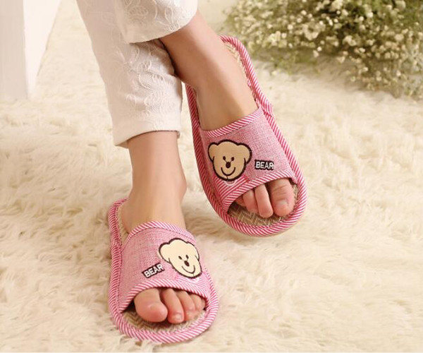 Home slippers summer couple indoor home slippers cute cartoon floor slip sandals pink,blue,purple colors