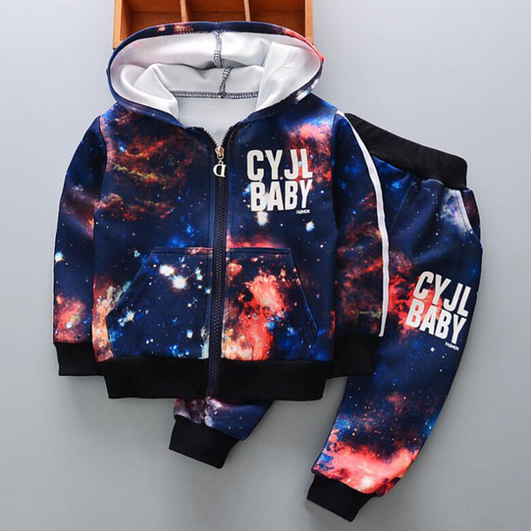 Baby Boys Clothing Sets Children Zipper Cardigan Hooded Coat And Pants Suit 2Pcs Outfits Kids Toddler Cotton Sports Clothes Set