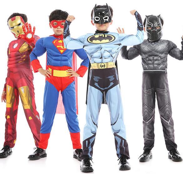 Christmas Boys Muscle Hero Captain America Costume SpiderMan Hulk Avengers Costumes Cosplay for Kids Boy free shipping