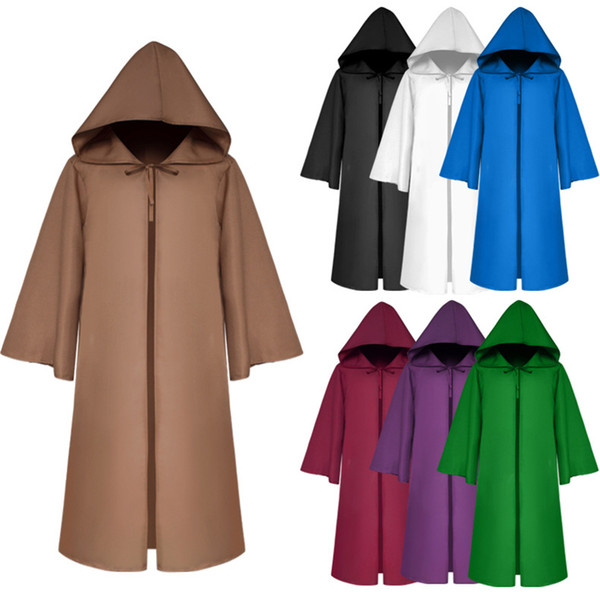 Halloween Death wizard Cloak Cosplay Costume Monk Hooded Robes Cloak Cape Friar Medieval Renaissance Priest kids