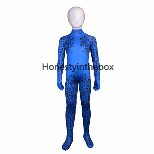 Hot Sale 2017 Blue Lycra Spandex Zentai Suit Children Bodysuit Costume For Halloween