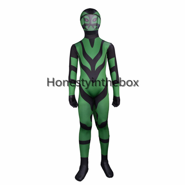 Halloween Superhero Green and Black Lycra Spandex Full Body Zentai Suit For Party