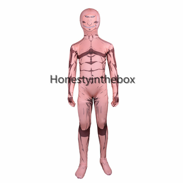 Brand New Kids Titan Skin Tight Lycra Spandex Full body Zentai Suit Superhero Attack on Titan Cosplay Costume For Halloween