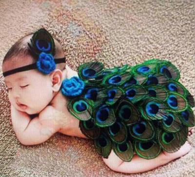 Baby photography fancy props peacock sets headband peacock baby sets photo shooting
