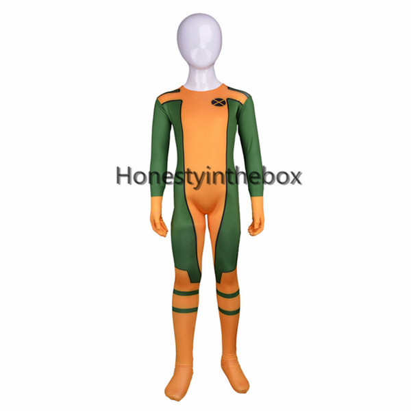 Can Be Custom Green and Yellow Lycra Spandex Full body Zentai Suit Kids Superhero Cosplay Bodysuit For Halloween