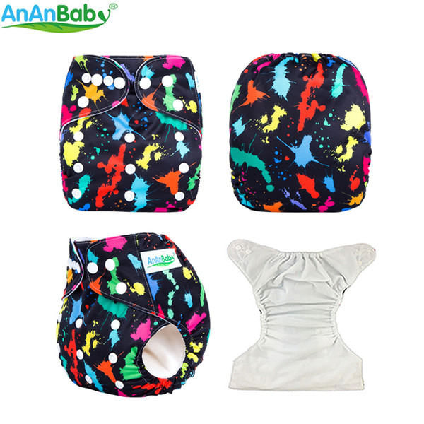 Ananbaby 1pcs Reusable One Size Pocket Cloth Diaper Waterproof Cartoon Animals Soft Diapers 2018