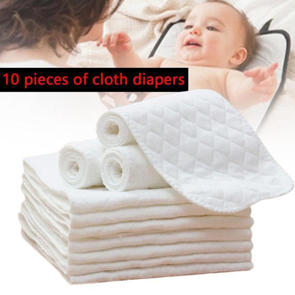 100% Cotton Baby Cloth Diaper 10 Pieces Reusable Pure Cotton Baby Cloth Diaper Nappy Liners Insert 3 Layers