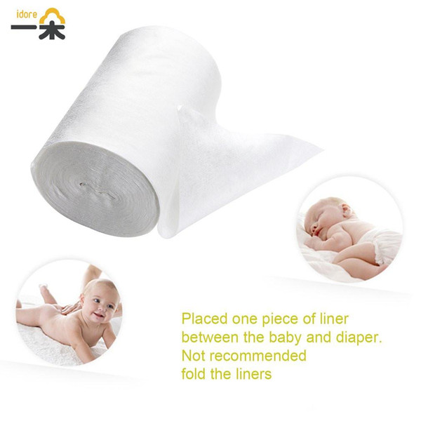 Idore safe Baby Nappy 100 Sheets 1 Roll 18cmx30cm Flushable Biodegradable Disposable Cloth Bamboo Liners Diaper for 3-15Kg Baby