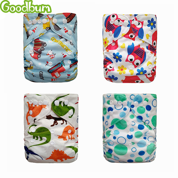 Goodbum Baby Diapers Washable Printing Or Pattern Minky Baby Cloth Nappies Double Row Snaps Back Opening Inner Gussets New 2018