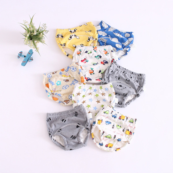 six-layer baby learning pants reusable children practice pants baby cloth diaper cartoon training pants underwear 25 colors