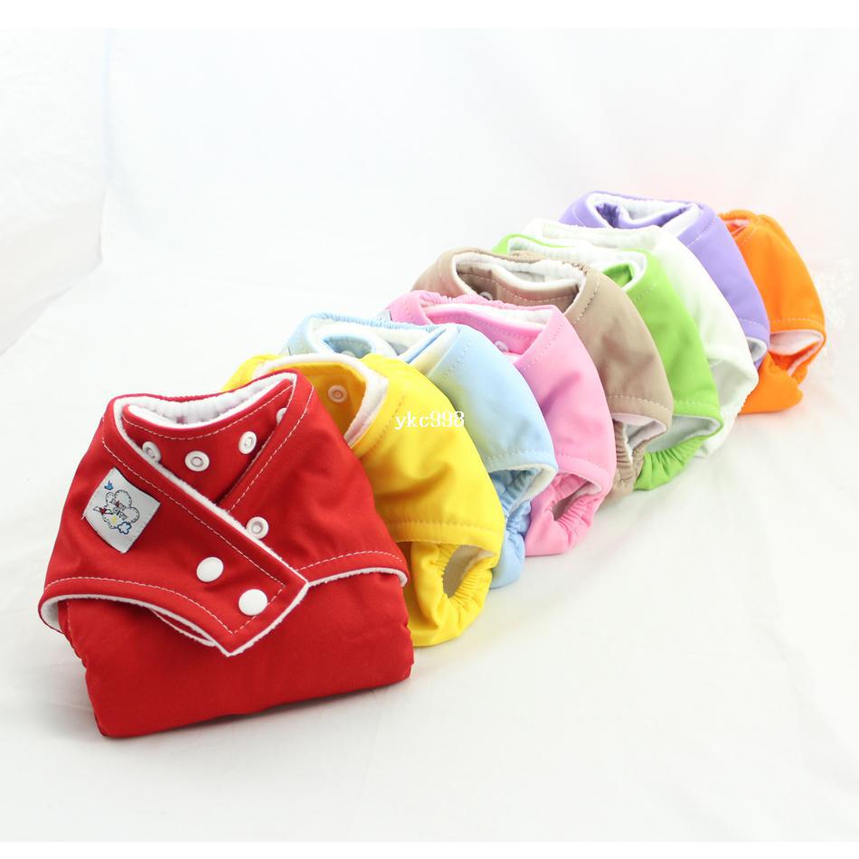 New BABY CITY One Size Cloth Snap Diapers 2PCS Reusable Washable Cloth diaper Nappy covers 9Colors+8PCS insert