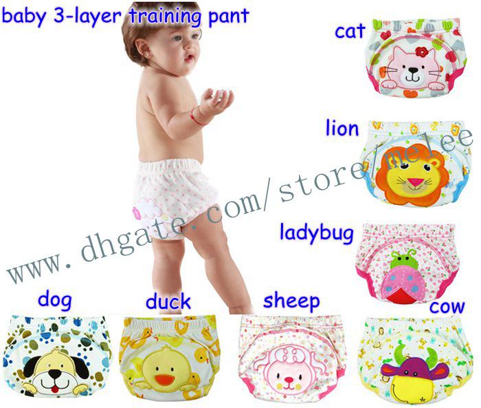 Big Discount Animal Sassy 3-Layer Baby PP pants Panties Training Pants Baby Learning Pants Washable Baby Cotton Underwears 6Pc= 2 Color Pick