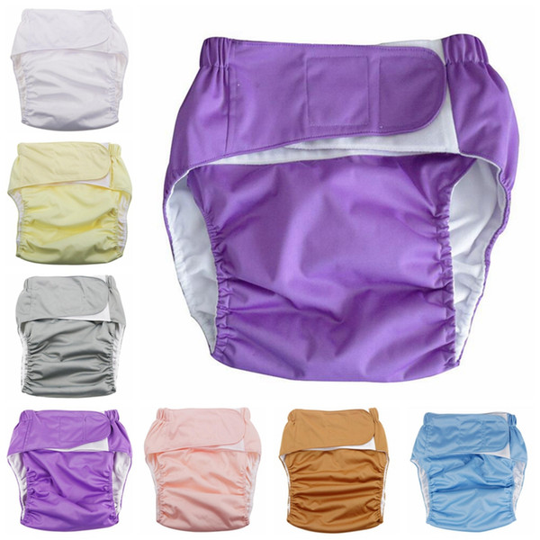 Adults Wash Diapers Magic Stick Cloth Diaper Old Men Leakproof Diapers Pants Shorts Reusable Diaper Covers 10 Colors OOA2637