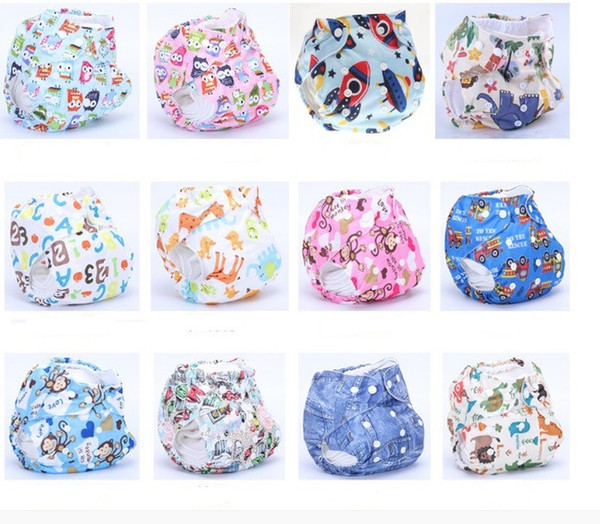 Baby Adjustable waterproof Diaper Baby Reusable Nappy Pants Infant Baby Boy Girl Swimming Diapers Printed cloth diapers lots design mixed