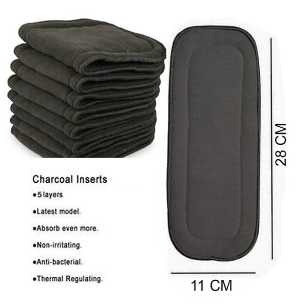 Onsales 30 PCS Small Size 11 x 28 CM five layers Bamboo Charcoal Inserts for All kinds Newborn cloth diapers