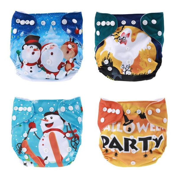 Baby Reusable Diapers Newborn Baby Waterproof Adjustable Nappies Christmas Soft Cloth Diaper Washable Cover Training Pants