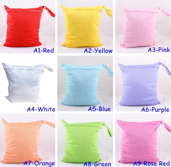 10pc Sample Solid Color wet diaper bags AIO One Zippered Reusable TPU Waterproof baby Cloth Diaper Wet Dry Bags 9Colors Choose