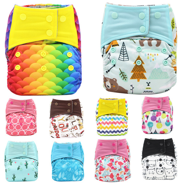 Baby Diaper cartoon Mermaid animal Printed Snap button Diapers Breathable adjustable Nappy pants 37 styles C751