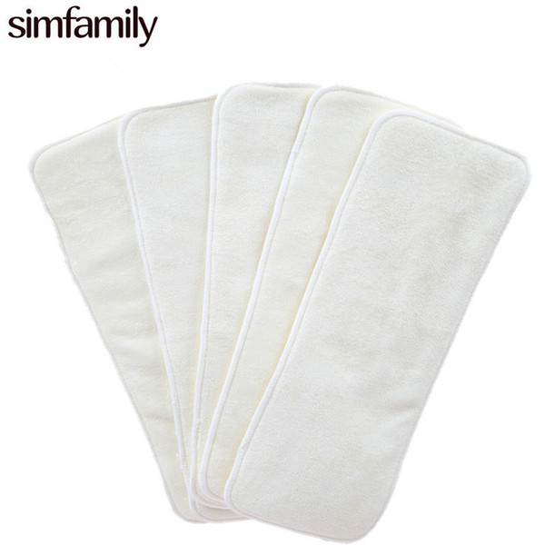 [simfamily] 5PCS Reusable 4 Layers Bamboo Fleece Inserts for Baby Cloth Diaper Babies Changing Nappy insert 13.5*35CM Wholesales