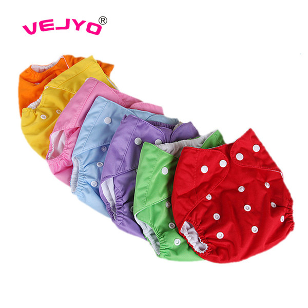 7pcs/lot AIO TPU Waterproof Baby Cloth Diapers Reusable Nappies Nappy Solid Colors Parents Choice Washable Pocket Diaper Cover