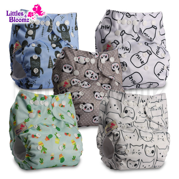 5pcs/set Baby Washable Reusable Real Cloth Pocket Nappy Diaper Cover Wrap, Nappies/diapers And 5 Microfiber Inserts In One Set Q190530