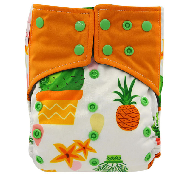 Baby All-in-two Reusable Diapers Bamboo Charcoal Cloth Nappy Cloth Pocket Diapers Double Gussets One Size Adjustable