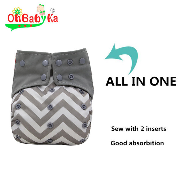 2019 Brand AIO Bamboo Charcoal Night Baby Cloth Diaper Adjustable Soft Double Gussets All-In-One AIO Pocket Cloth Diapers