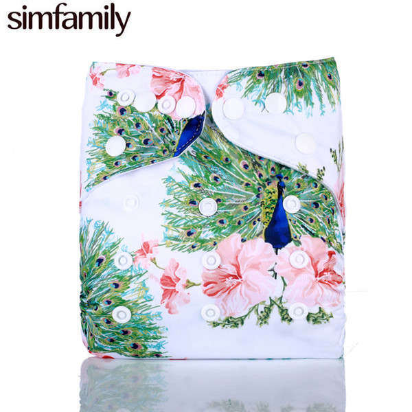 [simfamily]New 1PC Peacock Diapers Reusable One Size Pocket Cloth Diaper Baby Nappy Suede Cloth Inner Nappy Changing Wholesale