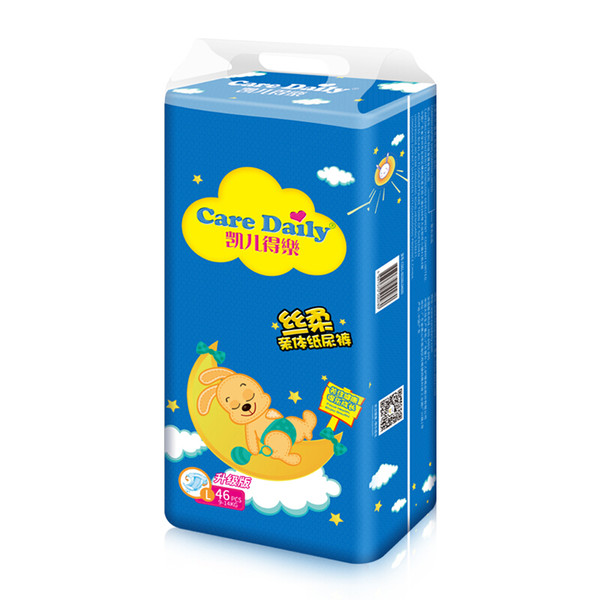 Care Daily Breathable Healthy Large 9-14kg Diaper Package Dry L 46 Pieces of one bag Baby Silky Ultra Soft Disposable Diaper