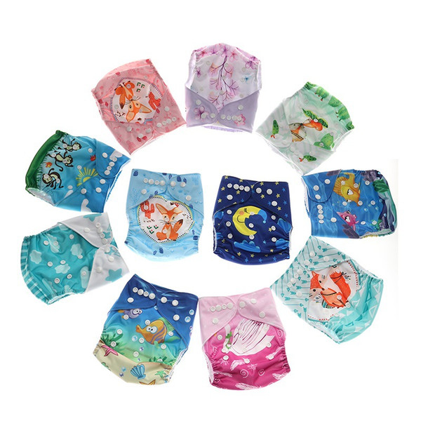 Cartoon Baby Cloth Diapers 24 Styles Washable Diaper Cover Wrap Print Baby Nappy Changing Reusable Baby Cloth 100pcs OOA6362