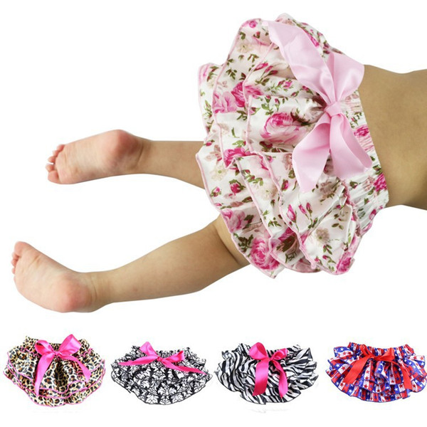 Floral Satin Baby Bloomers Layers Diaper Cover Newborn Flower Shorts Toddler Cute Summer Short Pants With Skirt Free Ship