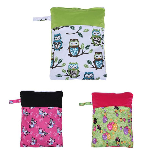 Waterproof Cartoon Printed Diaper Holder Bag Zipper Baby Nappy Diaper Bag