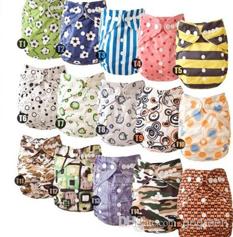 New Prined Breathable Fabric Elastic Waist Infant Cloth Diaper Reusuable Nappy one pockert nappies Without Inserts 5 Pcs