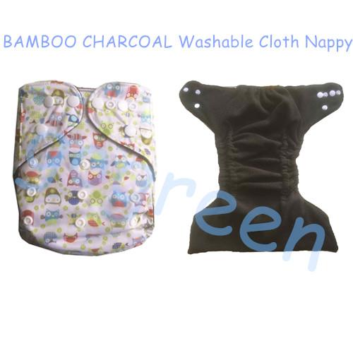 Hot sale Bamboo Charcoal Baby Reusable Cloth Pocket Diaper Covers All in One Size Nappy 50 pcs/lot without insert