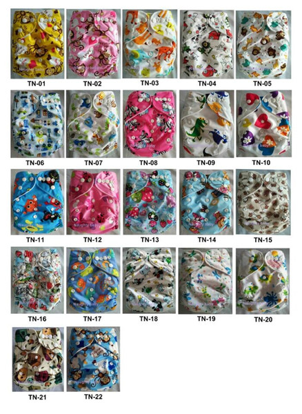 2016 hot sale Wholesale 10pcs Cartoon Baby Diapers Nappies without Inserts Double Row Snaps Prints baby Diapers