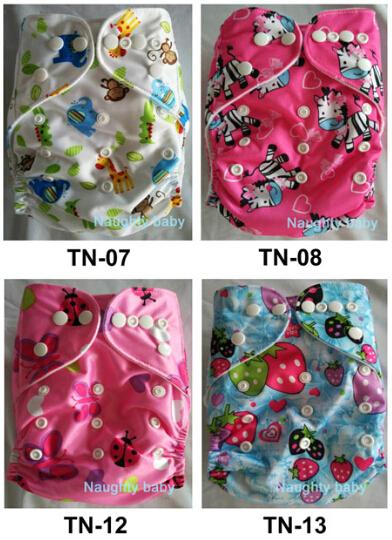 50 sets 1+1 New Design Printed Reuseable Washable Pocket Cloth Diaper Nappy With Microfiber Insert Free Shipping TN