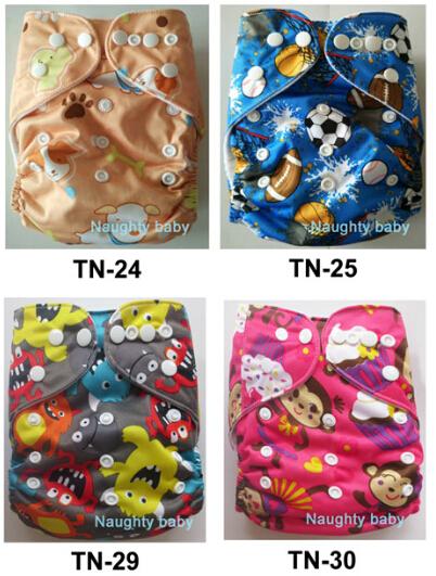 New Print Colorful Nuaghtybaby Reusable Washable Printed Cloth Diaper for Girls boys 20 sets With Inserts FREE SHIPPING