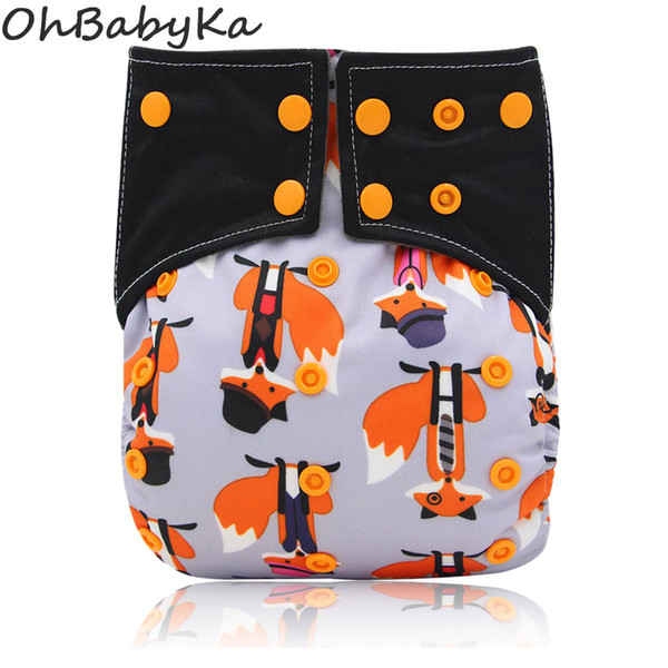 Ohbabyka All-in-two AI2 Diapers Pocket Cloth Nappy Bamboo Charcoal Baby Cloth Diaper Double Gussets Baby Nappies Couche Lavable