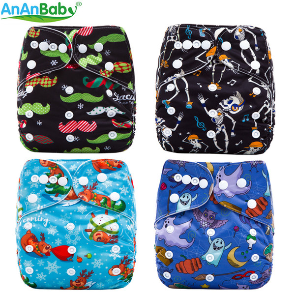 AnAby Holiday Cloth Diaper Reusable Baby Nappies Waterproof Cover Snap Pocket Diapers Washable For Infants