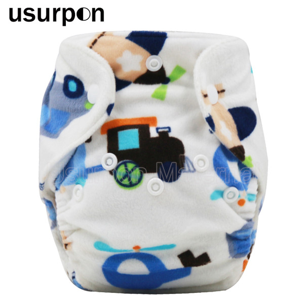 [usurpon] 1 pc newborn cloth diaper printed minky fabric for winter reusable baby diaper Couche Lavable washable cloth diapers