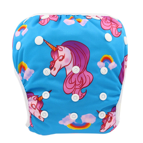 Ohbabyka Baby Swim Diaper Couche Lavable Unicorn Animal Print Waterproof Cloth Diaper Cover Reusable Nappies Newborn Diapers